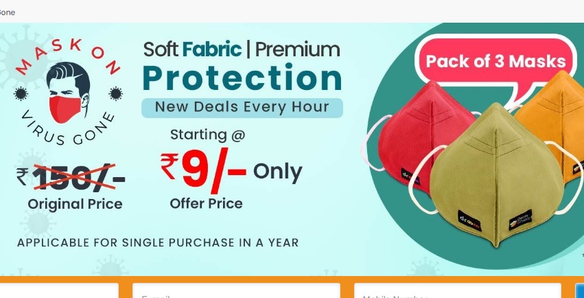 India Desire : Droom Mask Sale : Get Pack Of 3 Premium Protection Mask At Rs 9 On 21st July 2021 [10AM To 6PM Every Hour]
